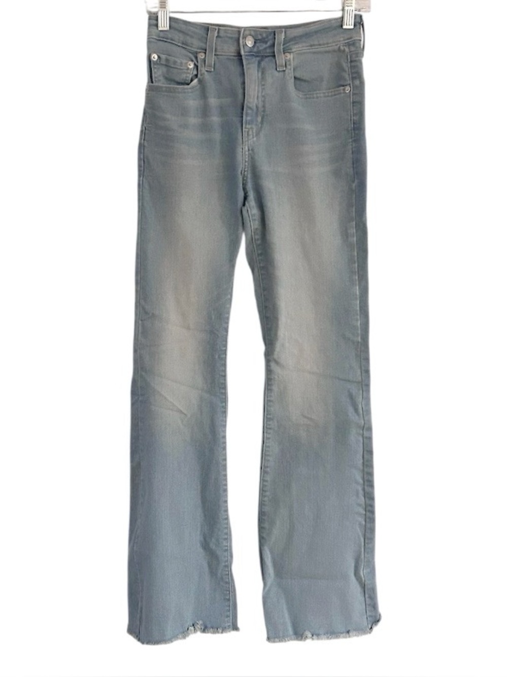 Levi’s 726 Flare Jeans Size 26 Light Wash Fringe Hem High Rise